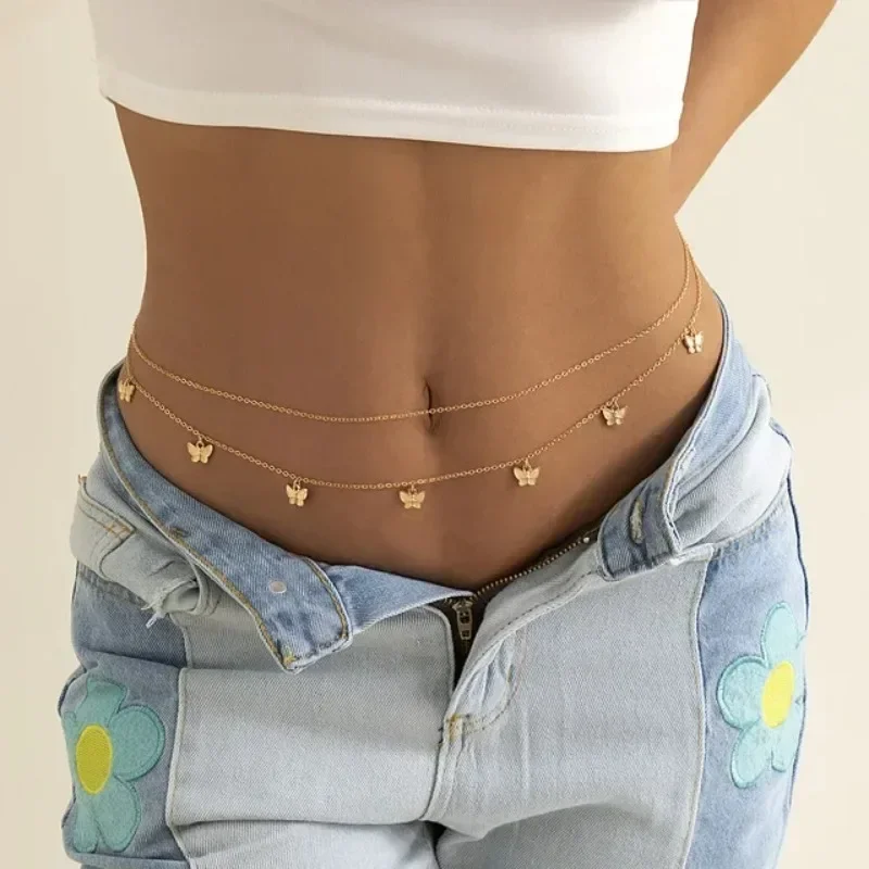 Body Jewelry Types - Chaîne papillon Double couche pour femmes,