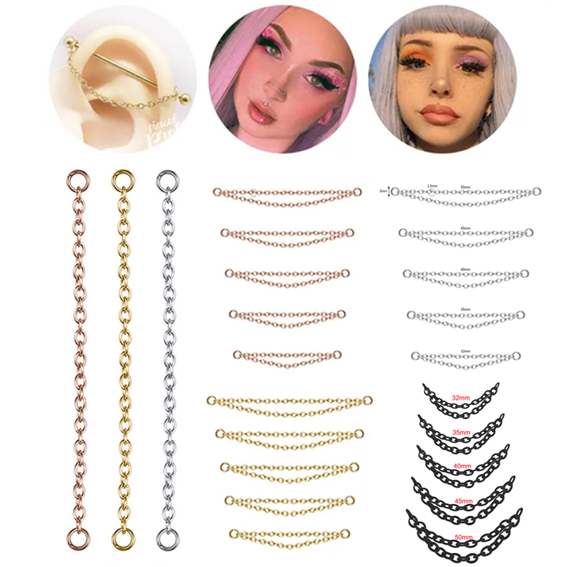 Body Jewelry Types - Chaîne de nez couleur argent/or, bijoux