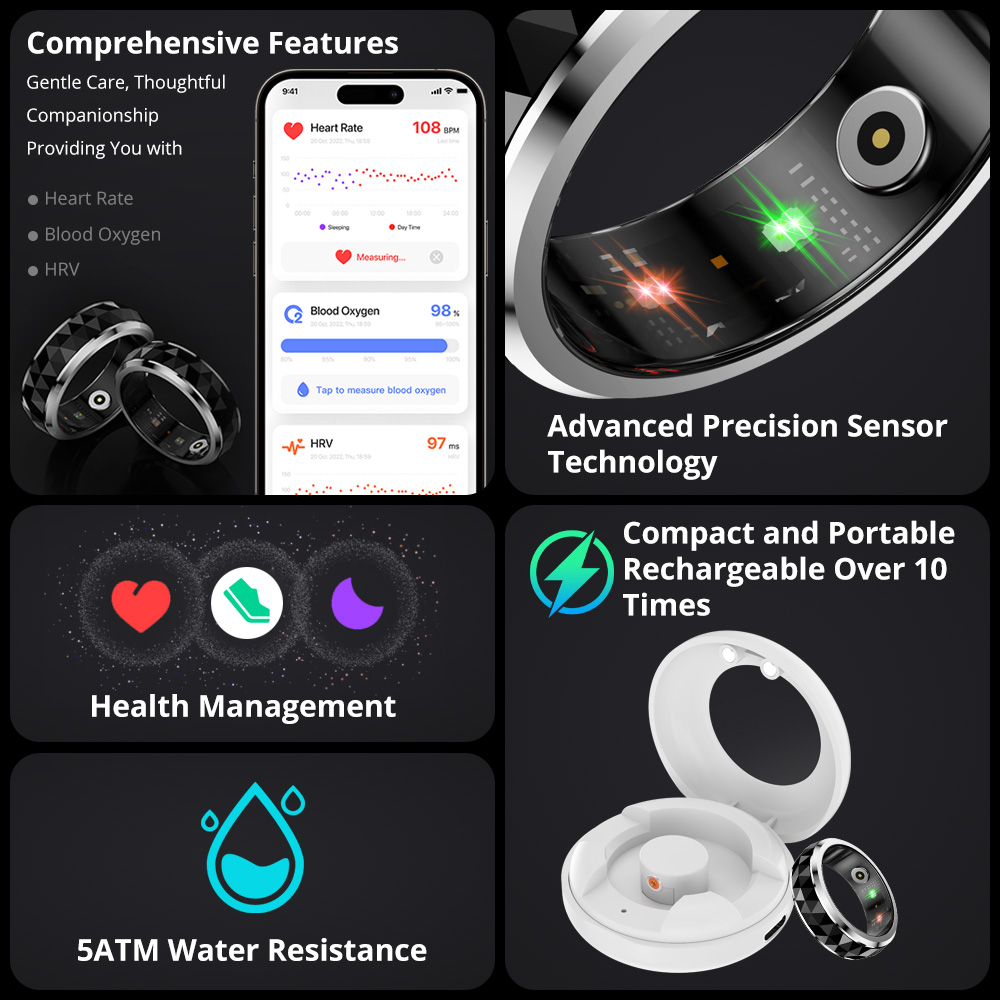 COLMI-R11 Smart Ring avec étui - Daith Heart Ring avis et prix